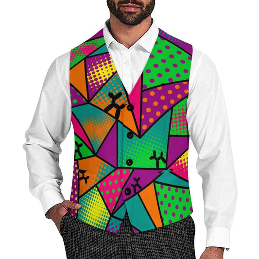 Green, purple, pink vest with balloon dogs for balloon twisters