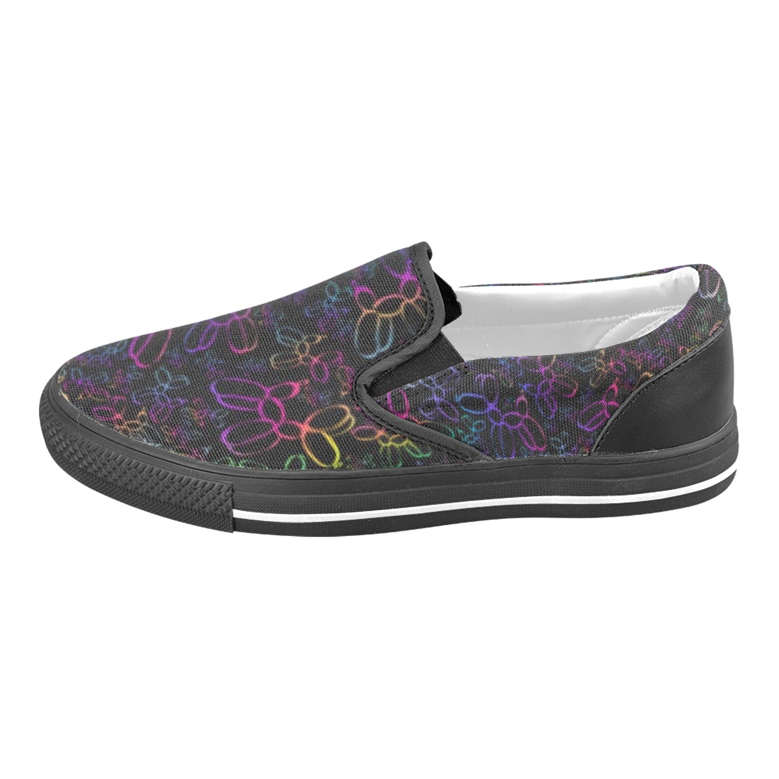 Slip on shoes with colourful balloon dogs