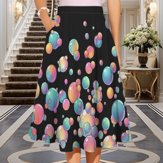 Black skirt with colourful bubble pattern for bubble artists and face painters
