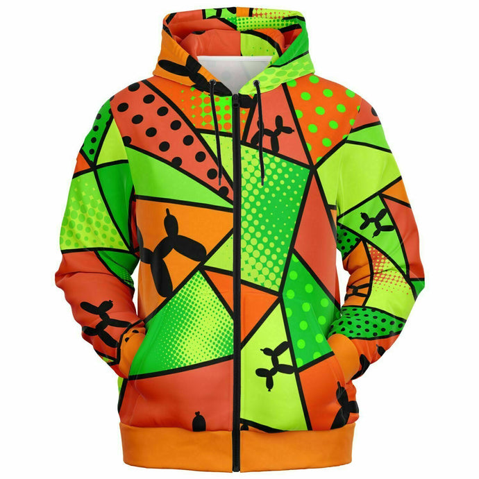 Balloon Twister Zip Hoodie Orange and Green
