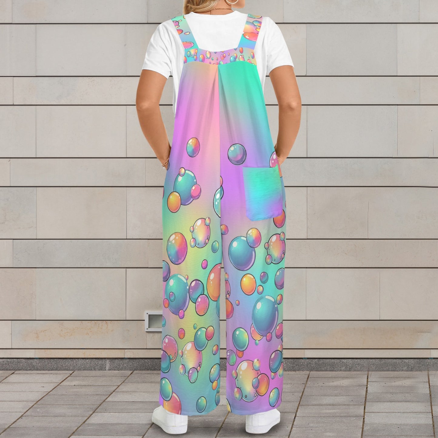 Bubble artist Overalls with pastel rainbow bubble design