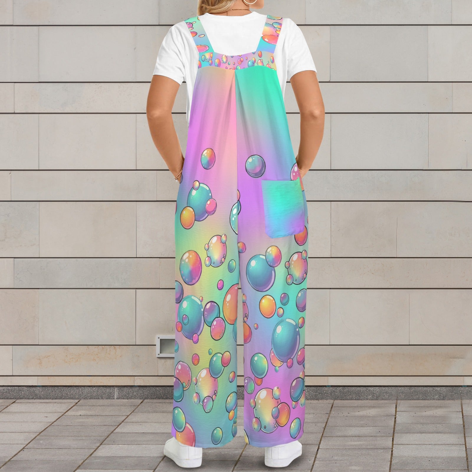 Bubble artist Overalls with pastel rainbow bubble design