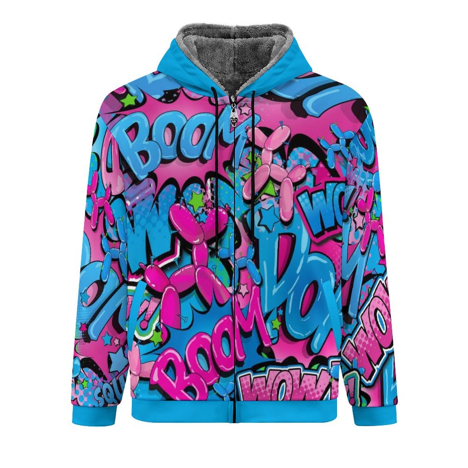 Colourful Balloon artist hoodie with pink and blue balloon dogs