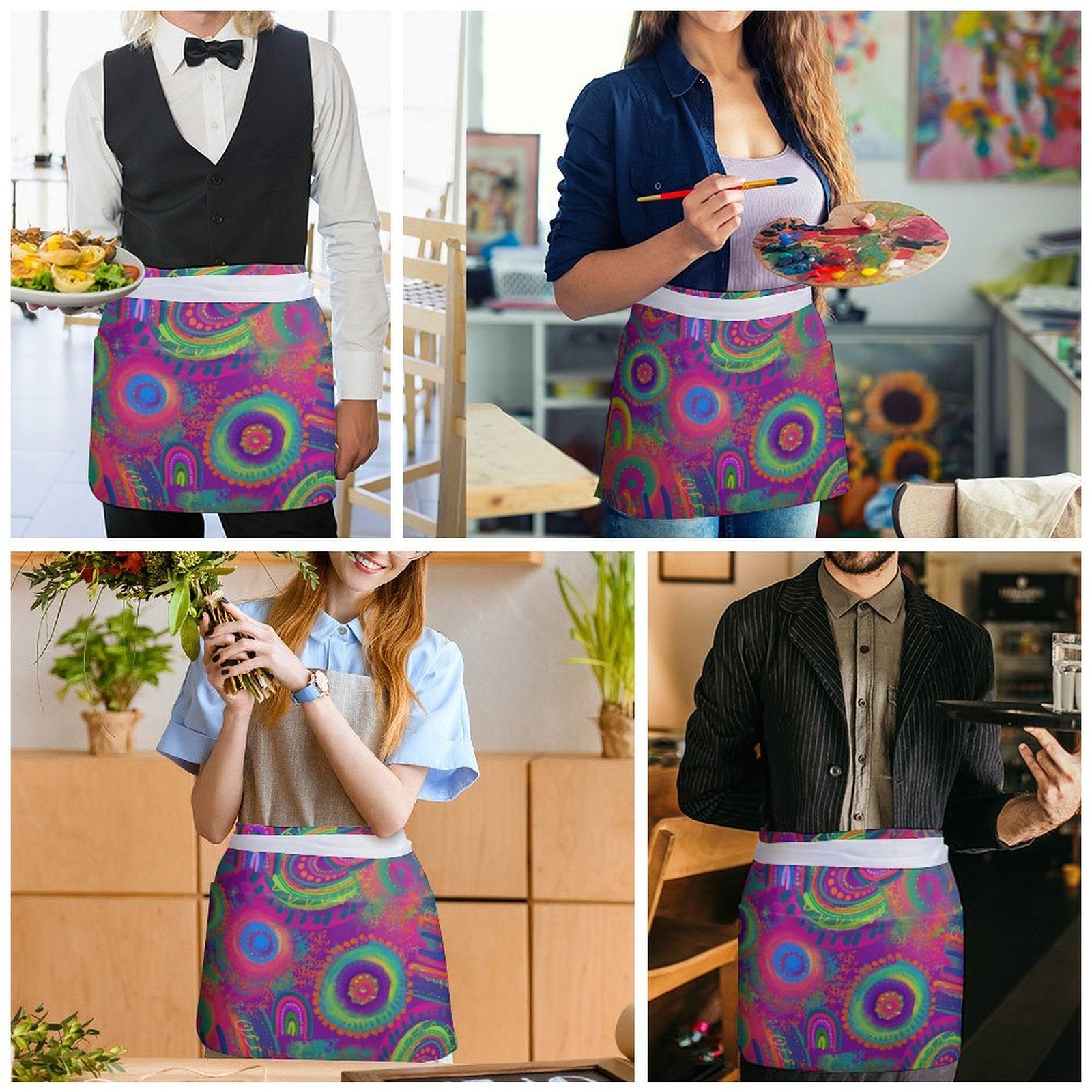 Tie dye apron for face painters and kids entertainers