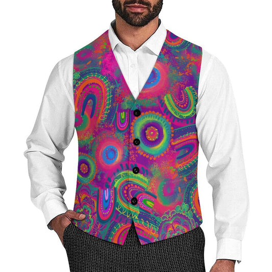 Vibrant tie dye vest for face painters