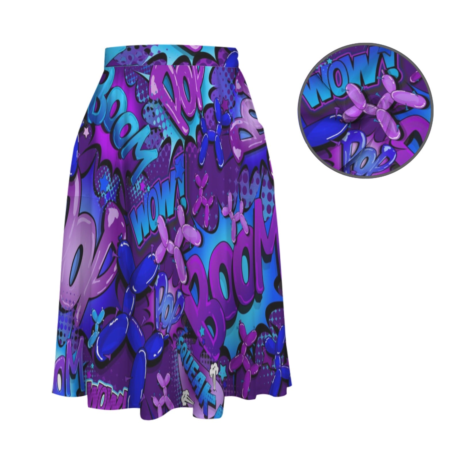 Pop Art balloon twister skirt purple and blue balloon dogs