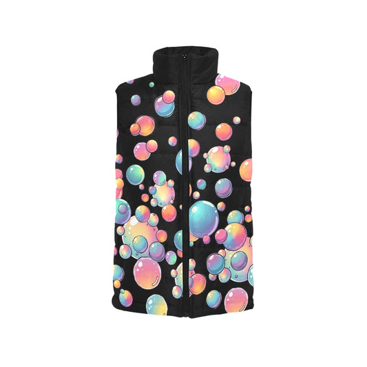 Black padded vest with rainbow bubbles