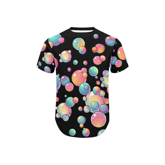 Black t-shirt with colourful bubble pattern for bubble artists and face painters