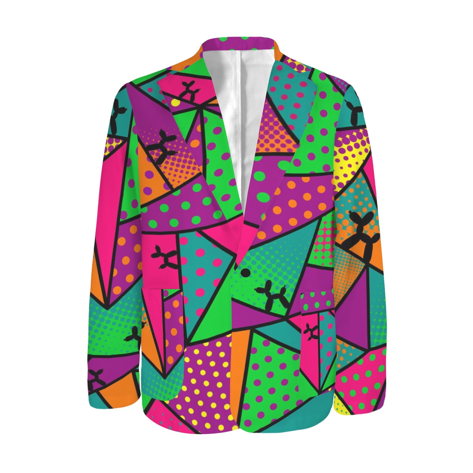 Fun colourful sports blazer with black balloon dogs