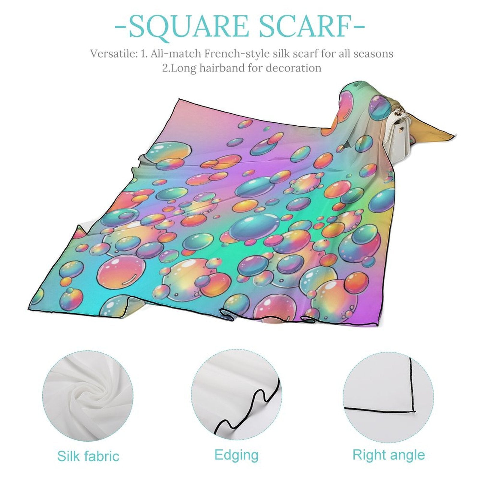 Fun colourful scarf with pastel rainbow bubbles