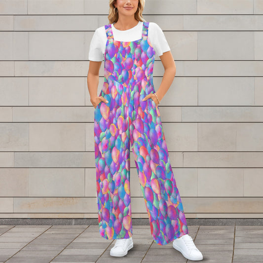 Overalls with colourful helium balloon design