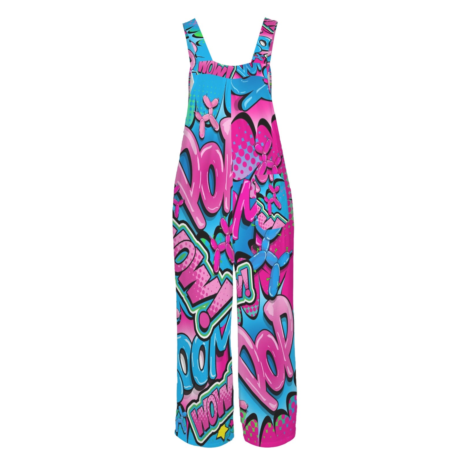 Blue and pink overalls with balloon dogs for balloon twisting entertainers