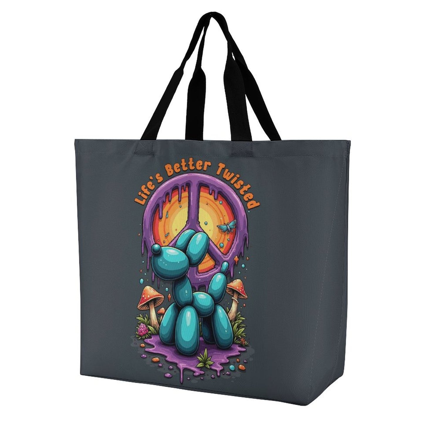 Bag with balloon dog and "Life's Better Twisted" Slogan