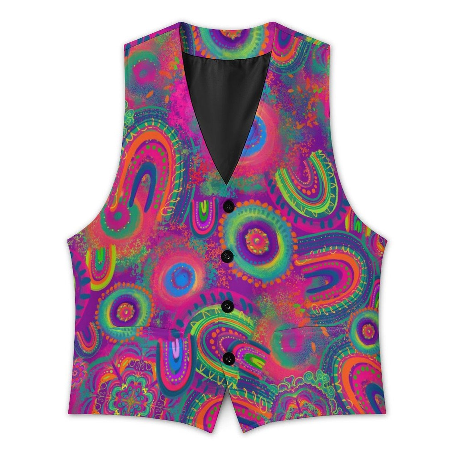 Colorful paisley patterned vest on a white background