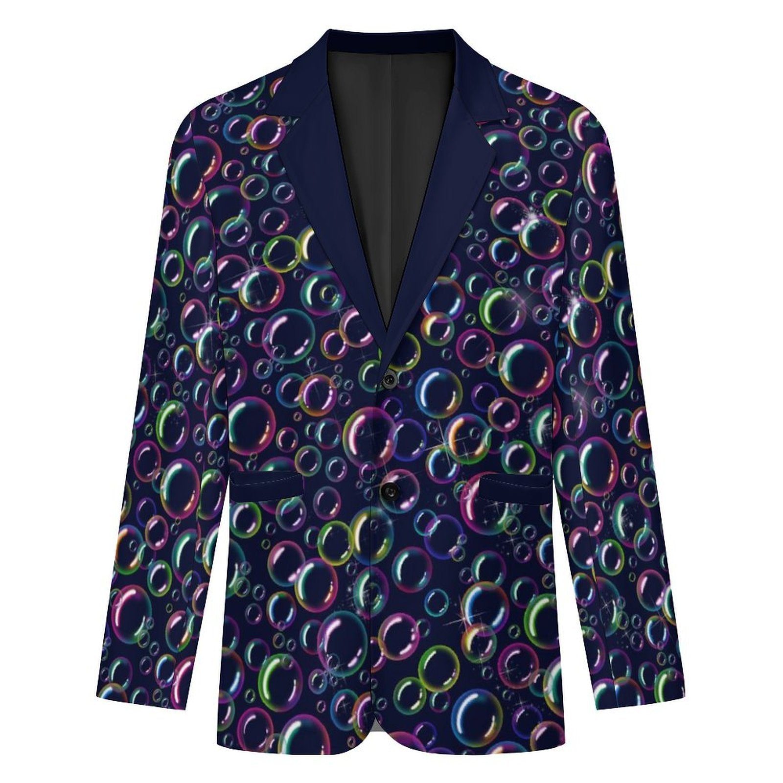 Bubble print suit jacket for professional bubble artists and entertainers