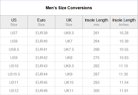 Balloon Dog Apparel Men's Boots sizing guide