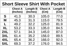 Load image into Gallery viewer, Balloon Dog Apparel sizing guide for Men&#39;s Shirts with pocket
