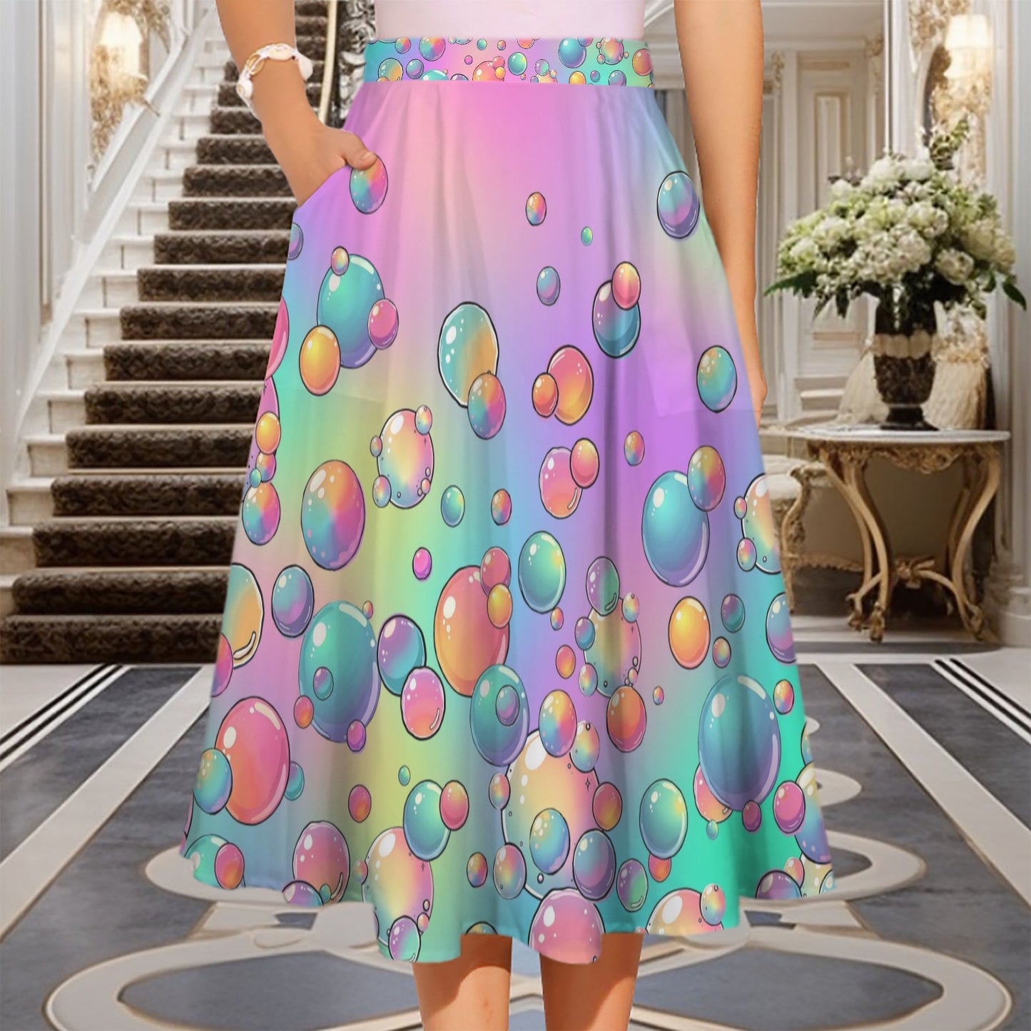 Pastel rainbow skirt with bubble design for bubble artists and face painters