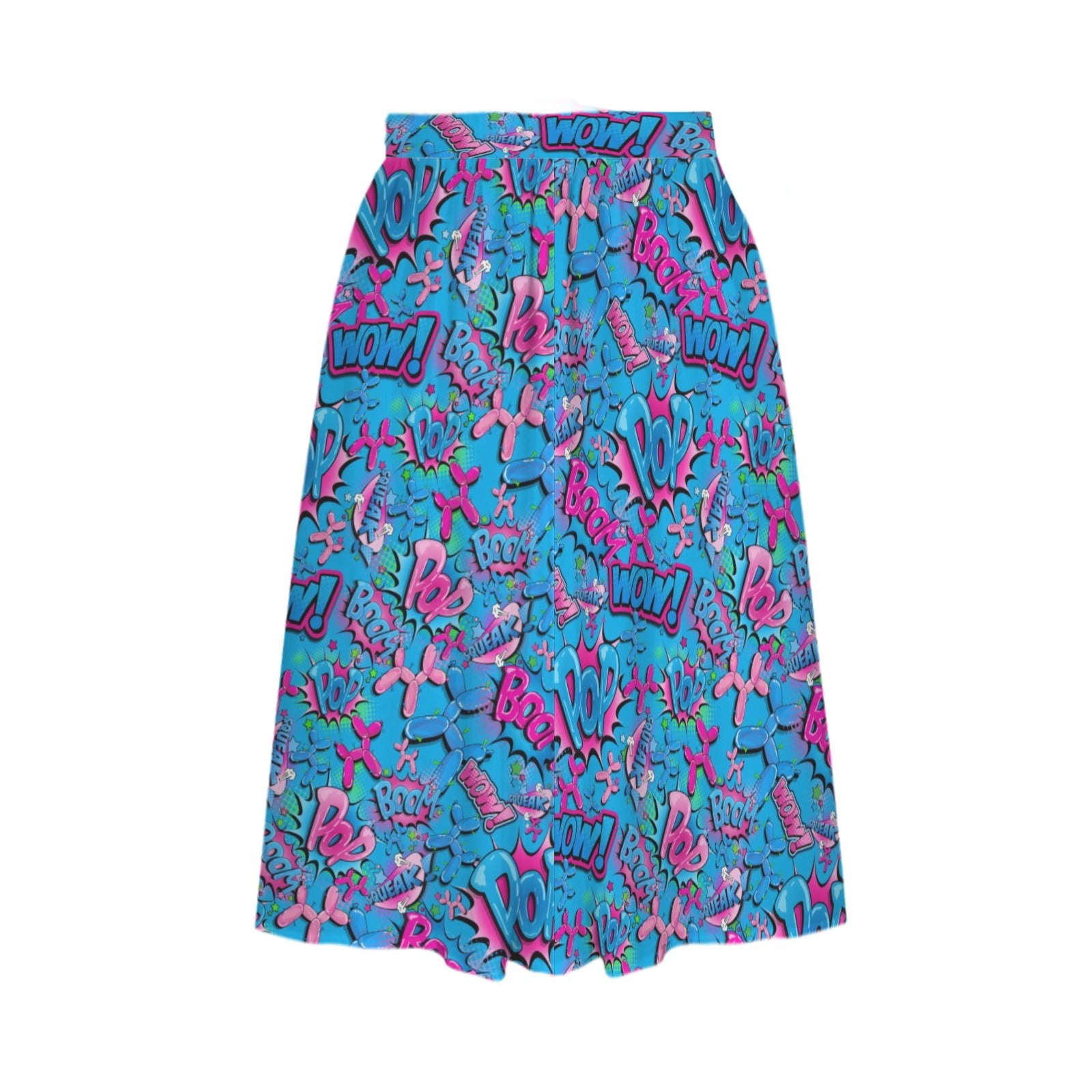 Pop art pink and blue skirt with balloon dogs