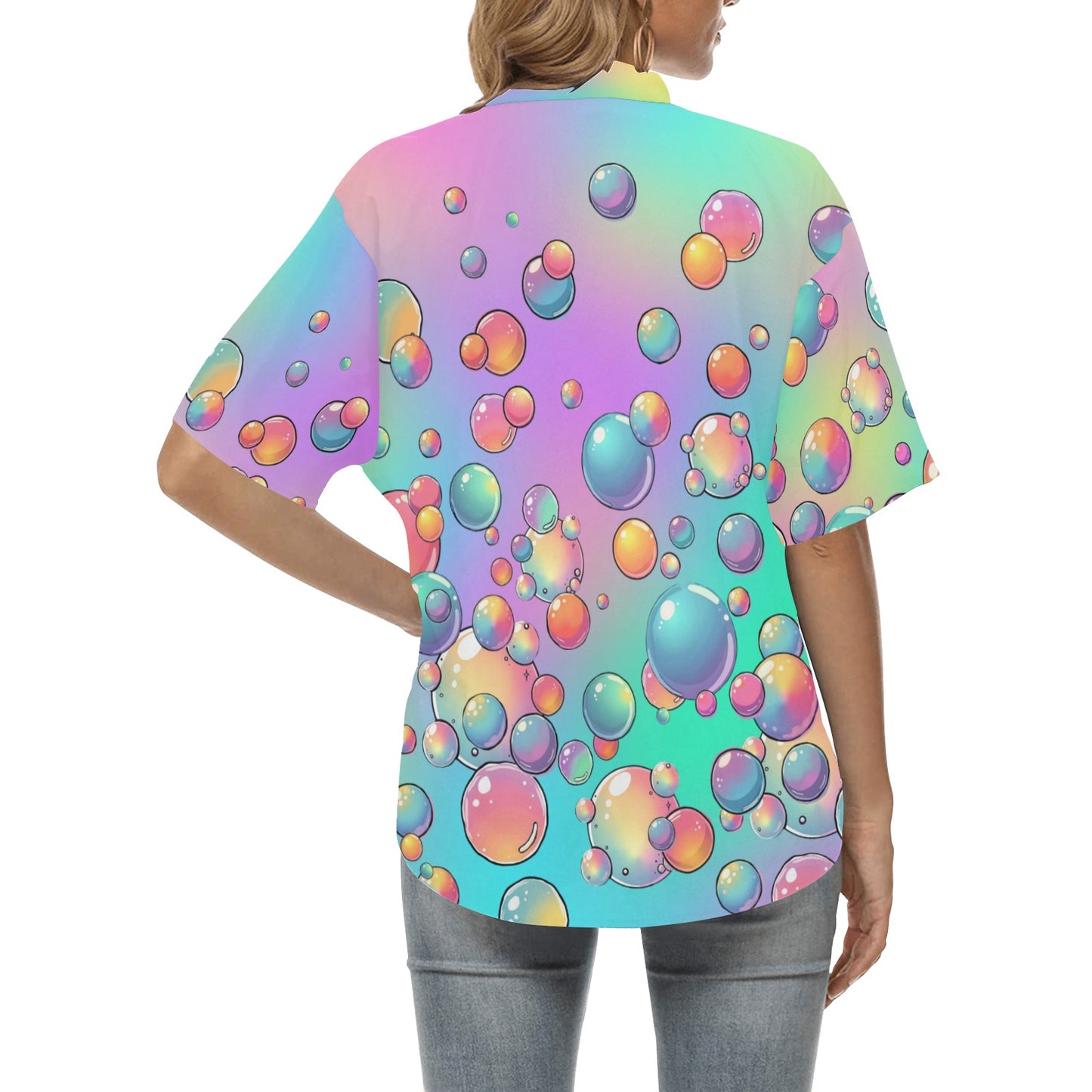 Pastel Rainbow Shirt with bubbles for face painters and bubble artists 