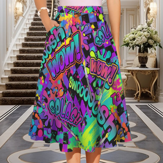 Fun colourful face painter skirt with pockets