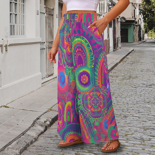 Person wearing colourful pants for kids entertainers