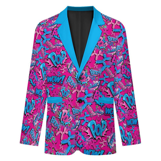 Colourful pink and blue suit jacket for balloon twisters