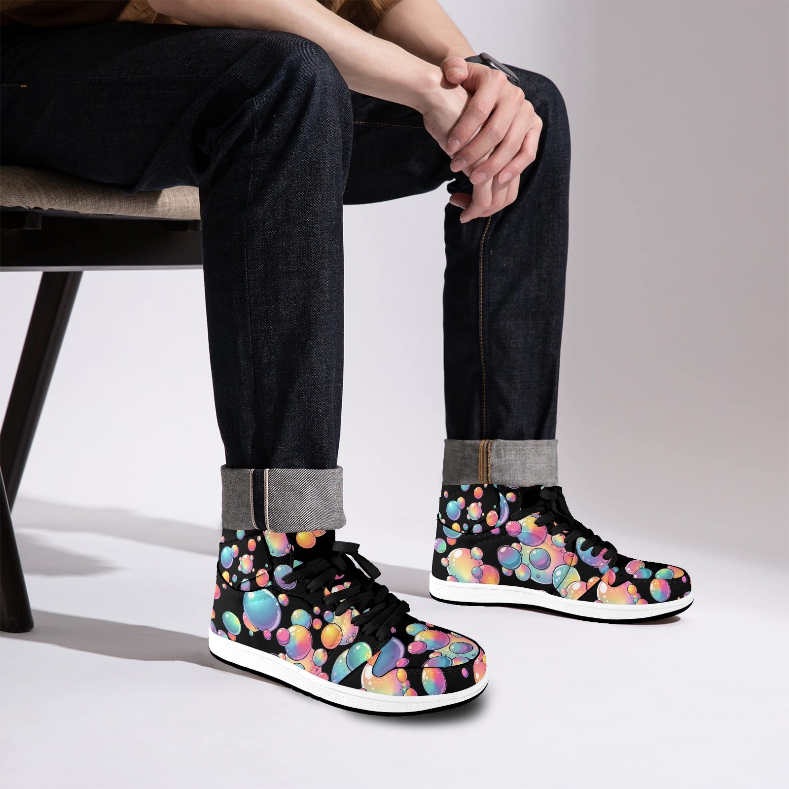 Premium High tops with Rainbow bubble pattern