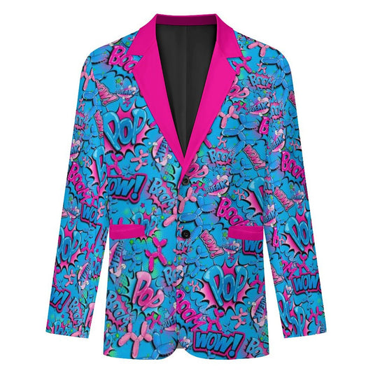 Colourful suit jacket for balloon twisters and entertainers Blue and Pink balloon dogs