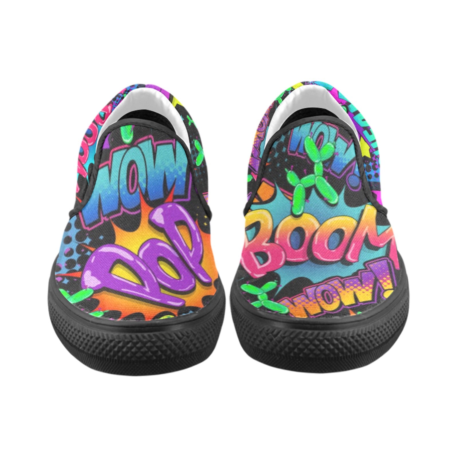 Colourful balloon dog pop art slip on shoes for balloon twisters