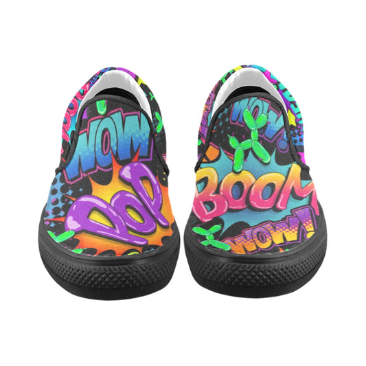 Colourful balloon dog pop art slip on shoes for balloon twisters