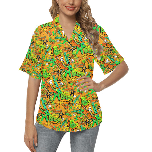 Orange and Green Balloon dog Hawaiian Shirt for Balloon Twisting