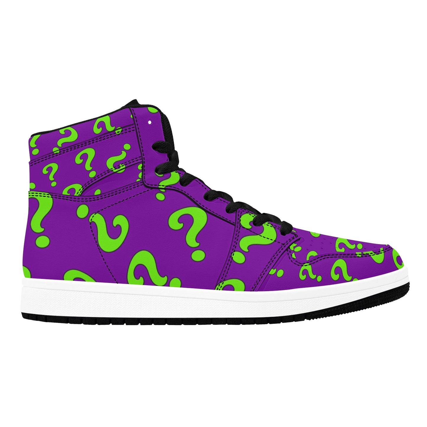 Green Question marks on Purple - Premium High Tops