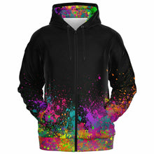 Load image into Gallery viewer, Zip hoodie for face painters Paint Splatter design