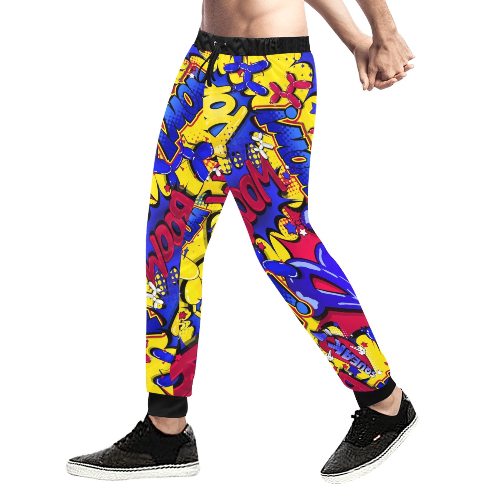 Amazing balloon twisting pants with pop art comic book text graphics