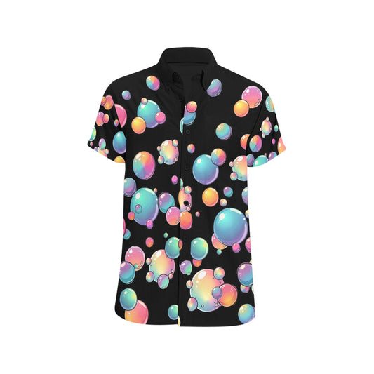 Black shirt with colourful bubble pattern for bubble artists and face painters