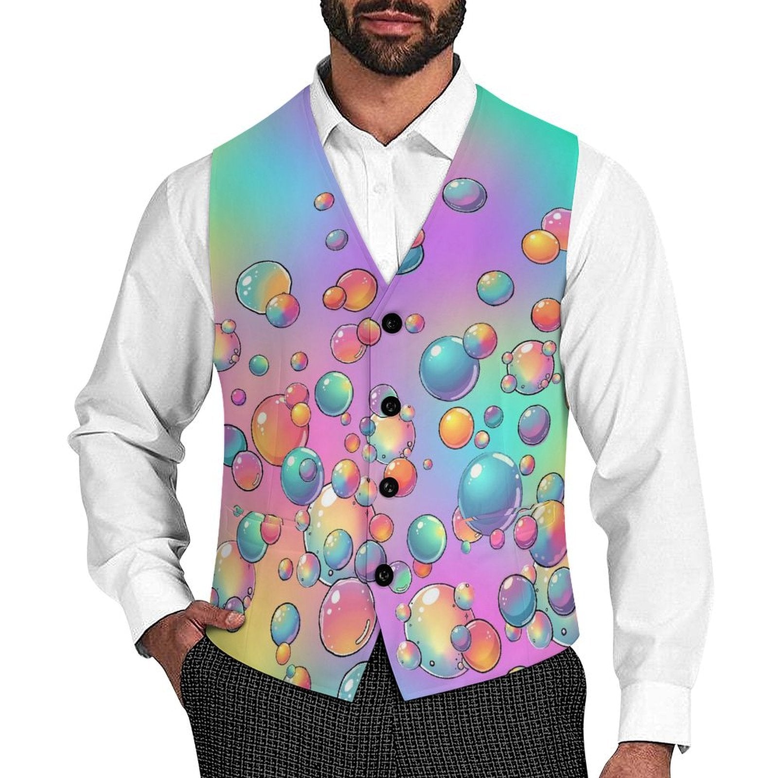 Bubble Artist Vests Pastel Rainbow Vest with Bubbles