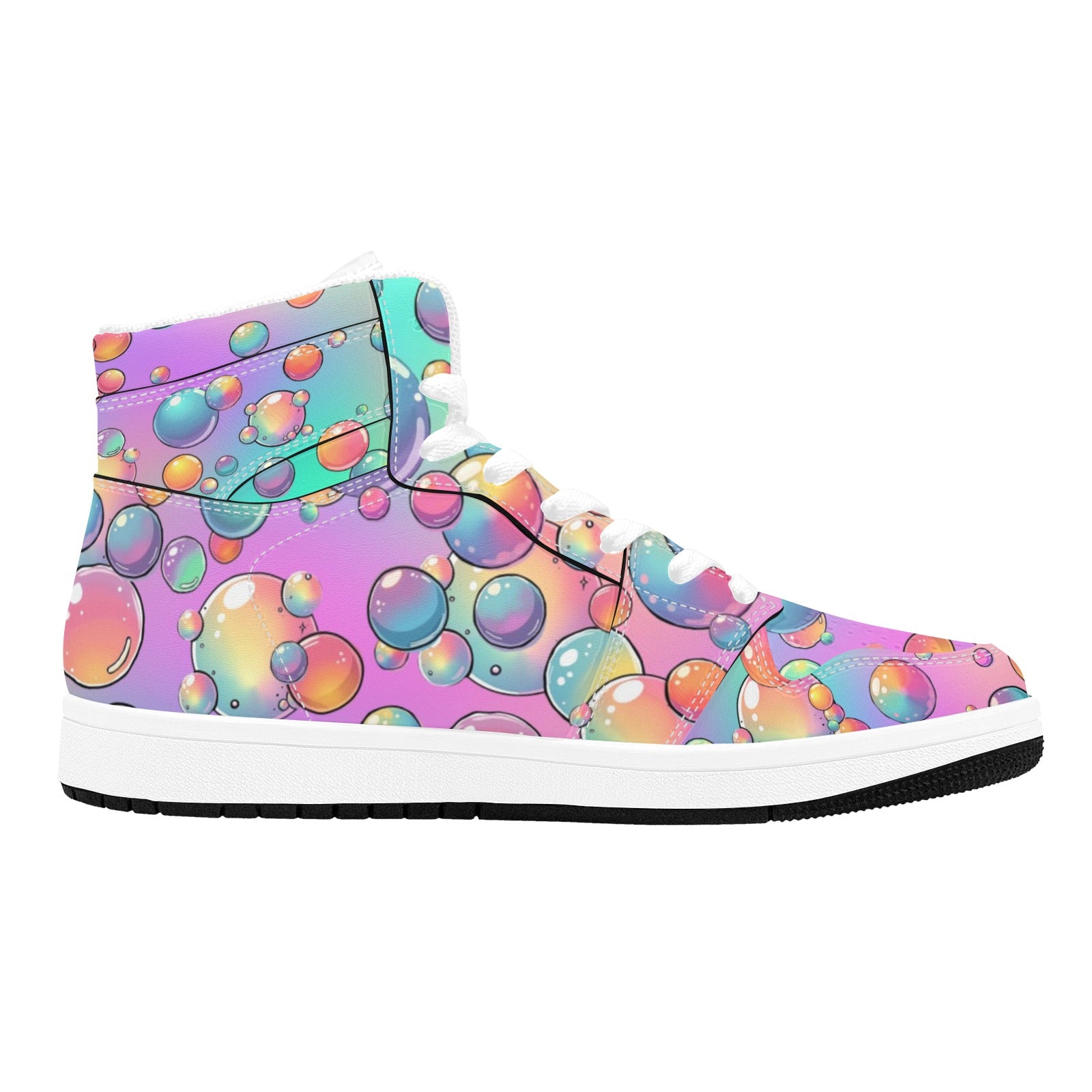 Pastel Rainbow High top shoes with bubbles for bubble artists