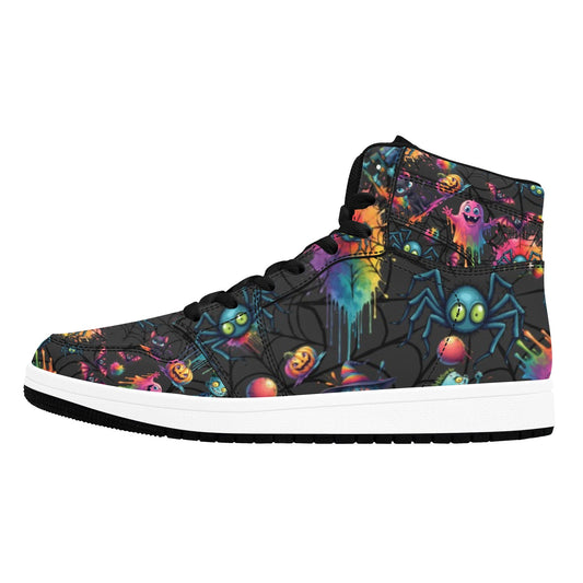 Colorful Halloween-themed sneaker with black background