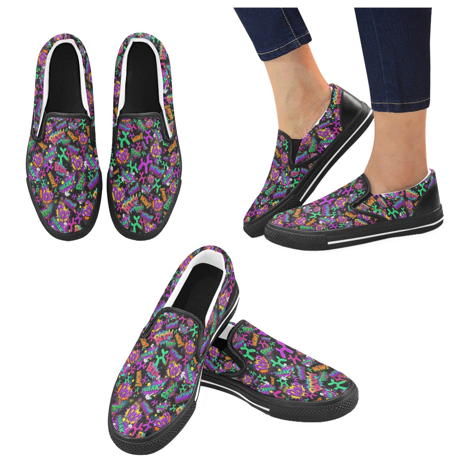 Colourful and fun shoes for balloon artists and entertainers with balloon animal design