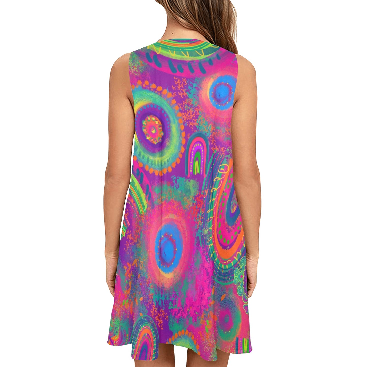 Rainbow Rhapsody - Flared Shift Dress with Pockets (XS - 3XL)