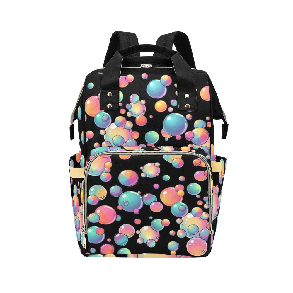 Backpack with colourful bubble pattern for bubble artists and face painters