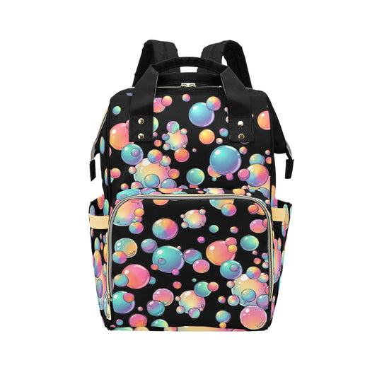 Backpack with colourful bubble pattern for bubble artists and face painters