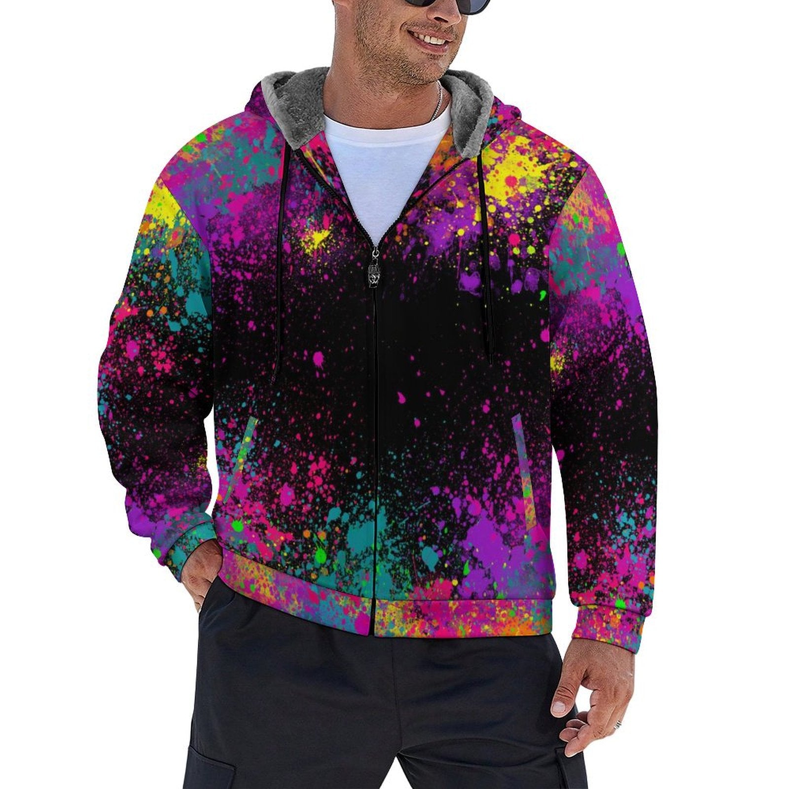 Paint splatter fleece zip hoodie for face painters