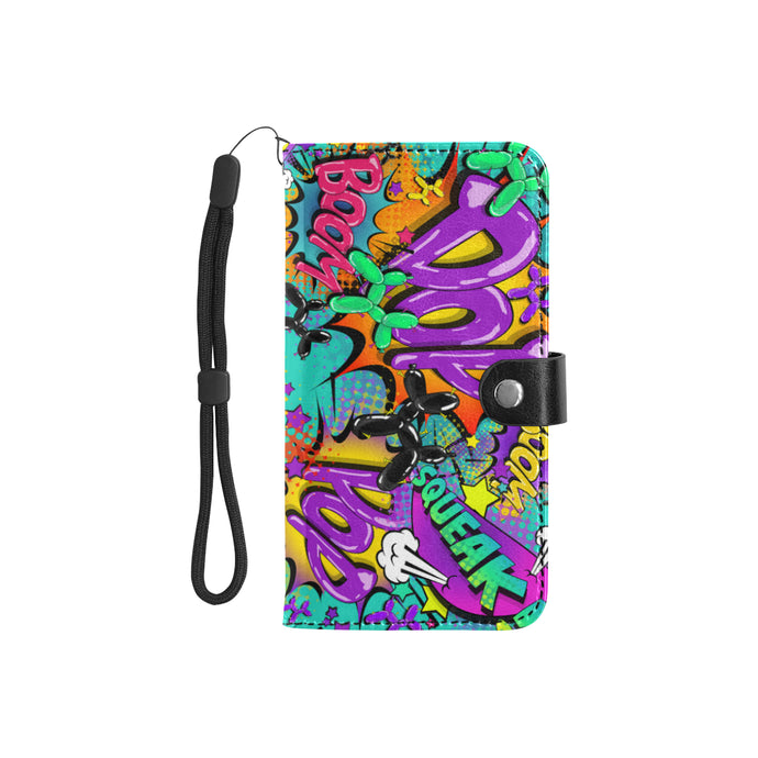Leaky Squeaky BOOM! on Teal - 2 in 1 Phone Case and Wallet - SMALL
