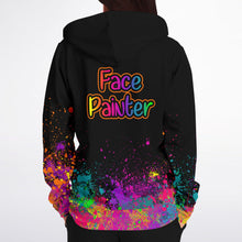Load image into Gallery viewer, Face Painter on Paint Splatter - Premium Zip Hoodie
