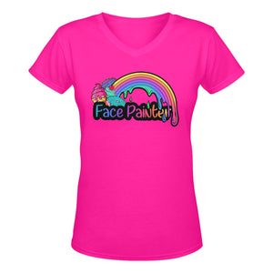 Hot Pink Face Painter T-Shirt with Rainbow 