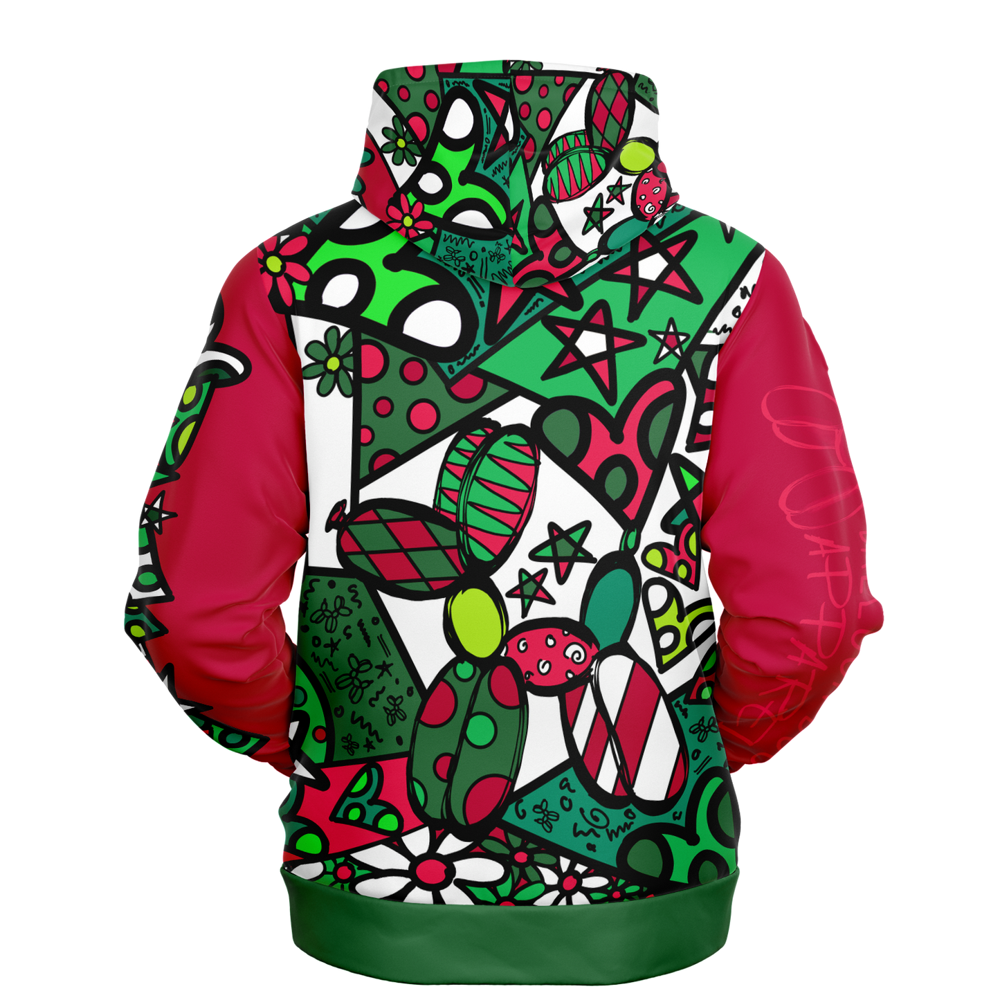 Bright Red and Green ugly Christmas Hoodie - Balloon Dog Fashion