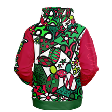 Load image into Gallery viewer, Bright Red and Green ugly Christmas Hoodie - Balloon Dog Fashion