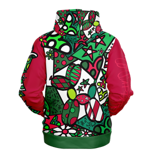 Bright Red and Green ugly Christmas Hoodie - Balloon Dog Fashion